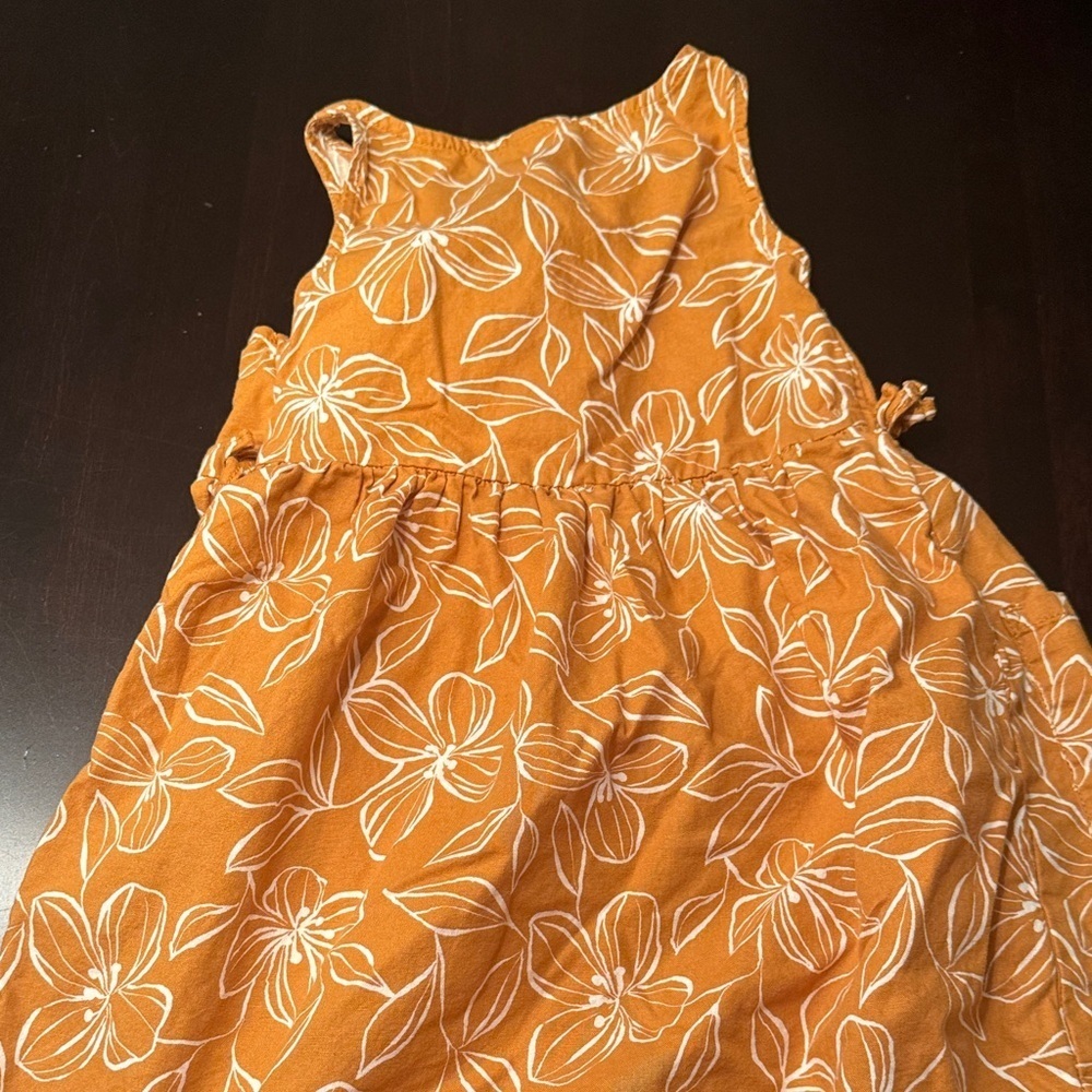 Vibrant Orange Floral Kids Dress - Picture 4 of 4